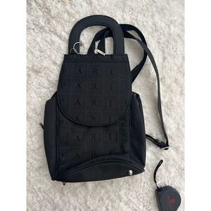 Black on black “Paris” Repeating Mini Backpack